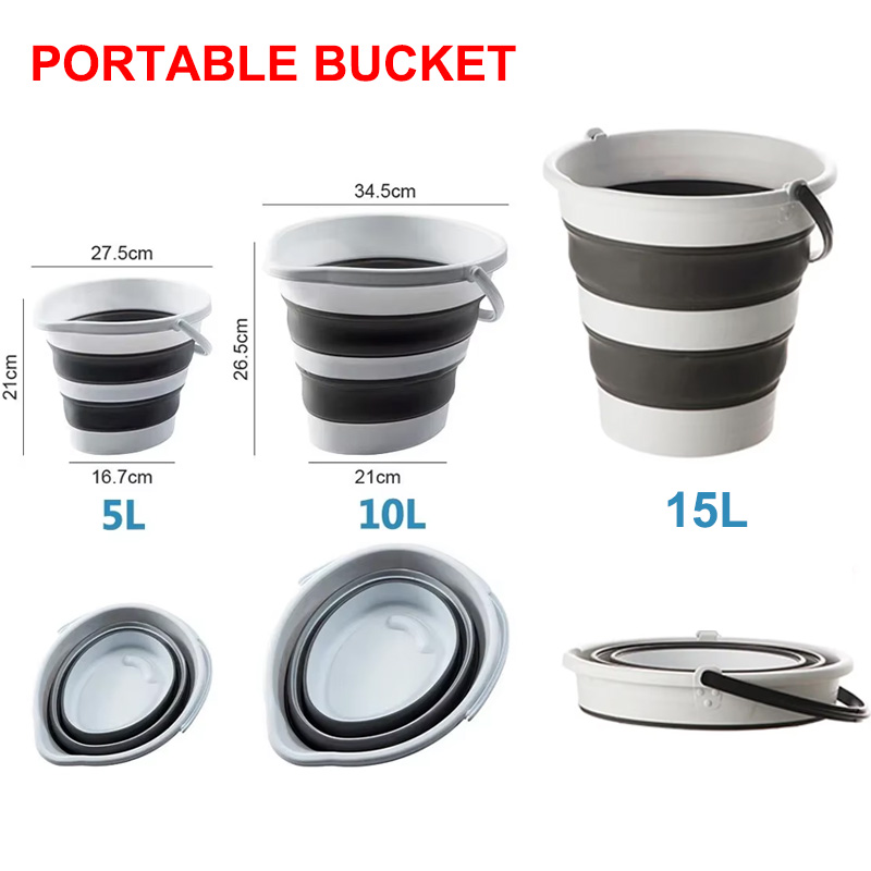 Outdoor Camping Bin - Portátil Silicone Folding Bucket para lavagem