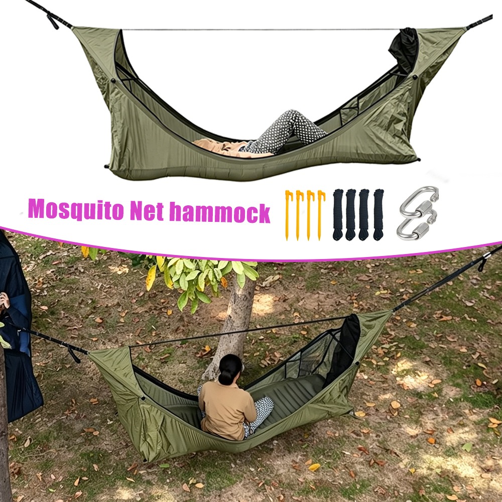 Outdoor Camping Hammock - Rede de Descanso Plana com Mosquiteiro,
