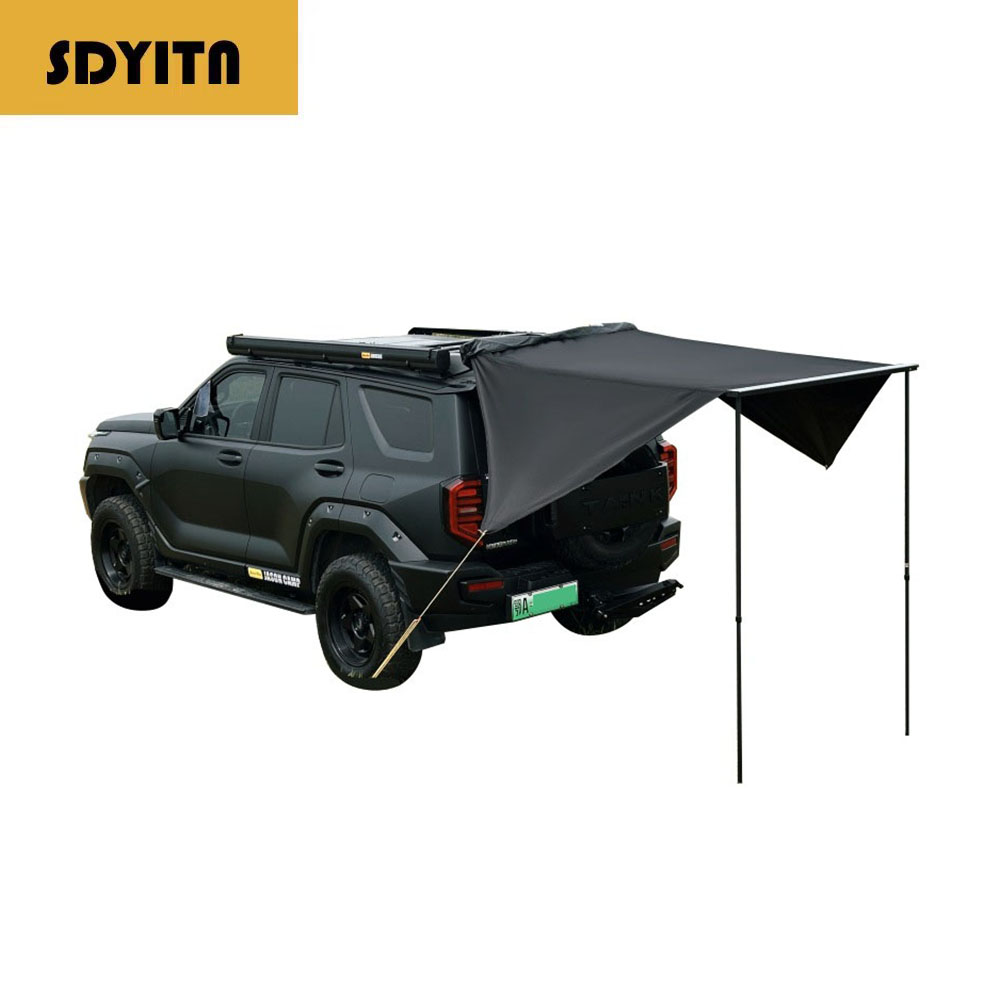 Outdoor Camping Car Tail Tent - Liga de alumínio preto dupla asa