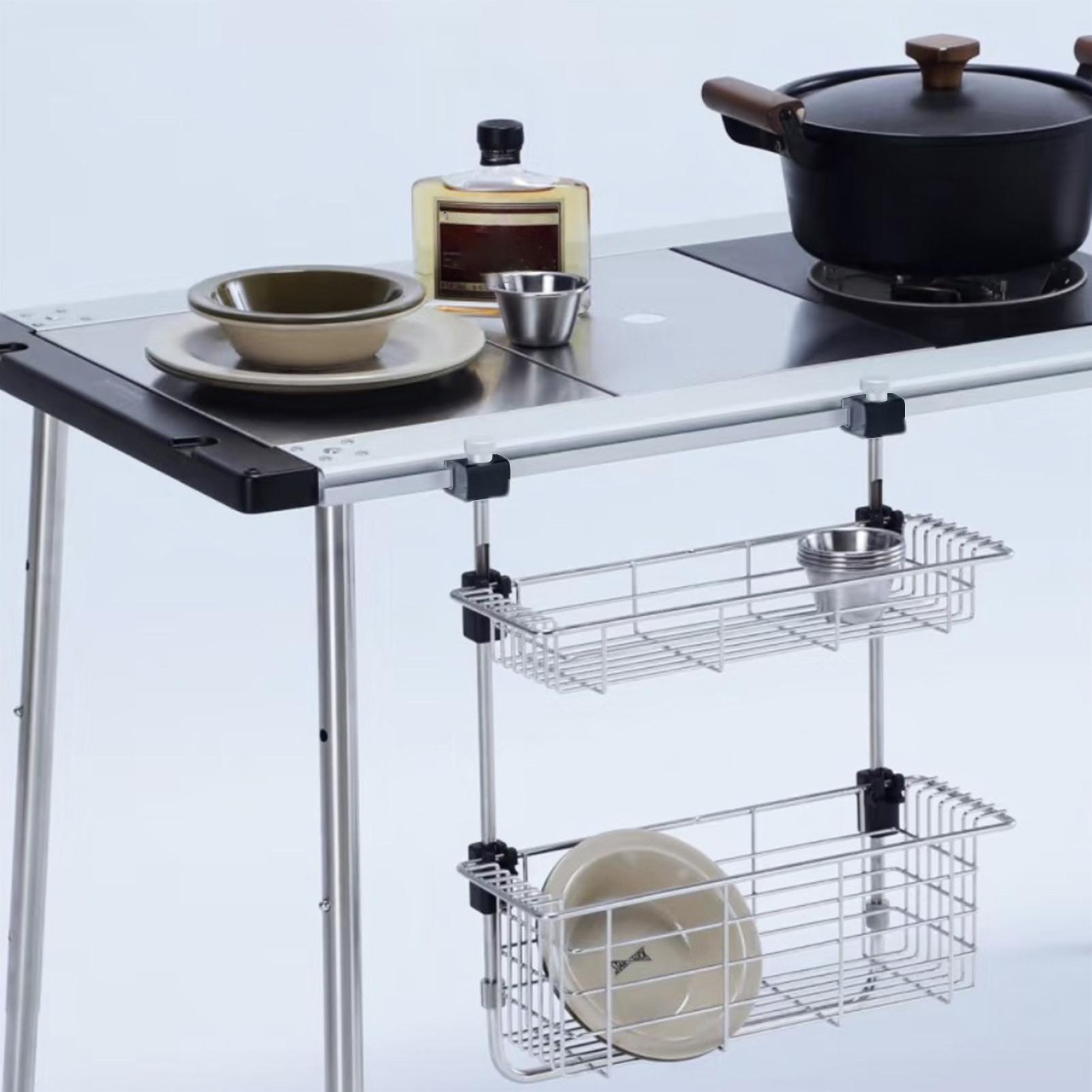 Outdoor Camping Kitchen Setup - Fivela deslizante para mesa de acampamento,