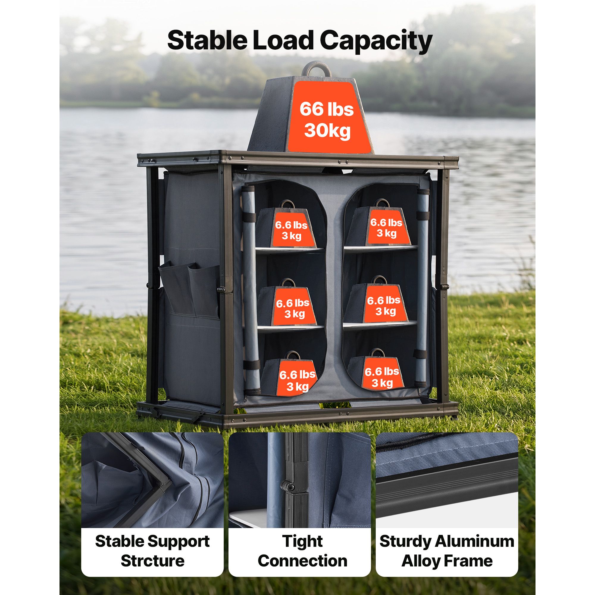 Armário de Armazenamento Dobrá - Outdoor Camping Kitchen Setup avaliação e preço