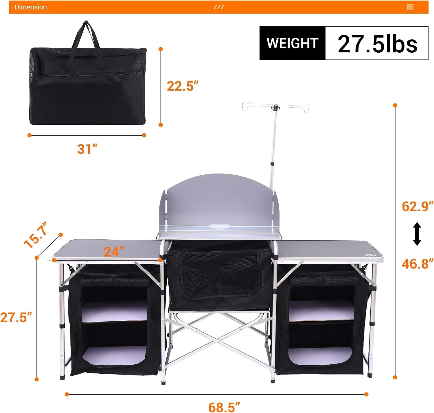 Mesa de Cozinha Dobrável para  - Outdoor Camping Kitchen Setup avaliação e preço