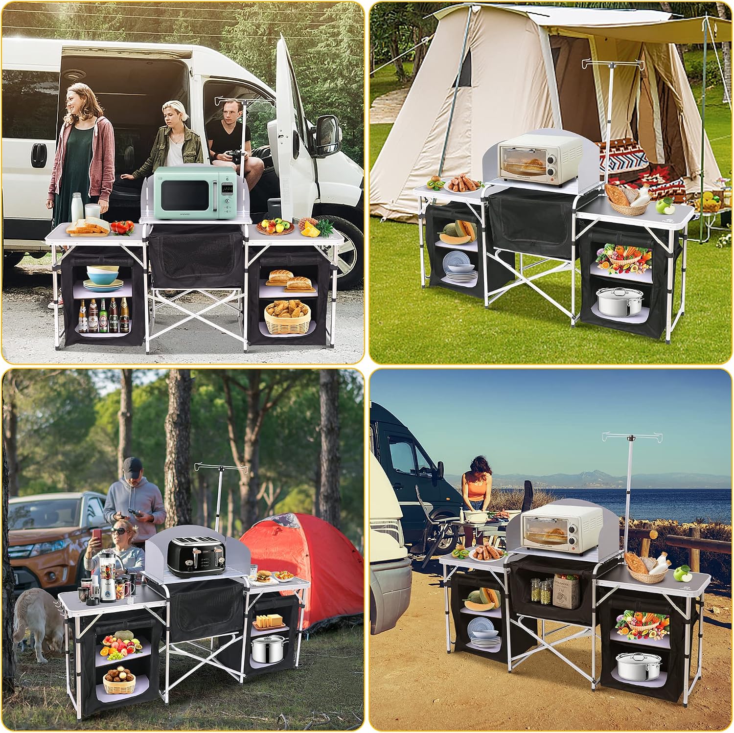 Mesa de Cozinha Dobrável para  - Outdoor Camping Kitchen Setup avaliação e preço
