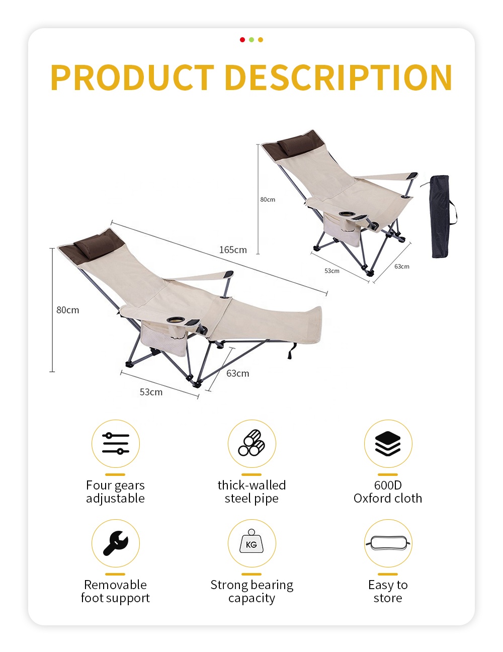 Cadeira Reclinável Portátil e  - Outdoor Camping Folding Chairs avaliação e preço