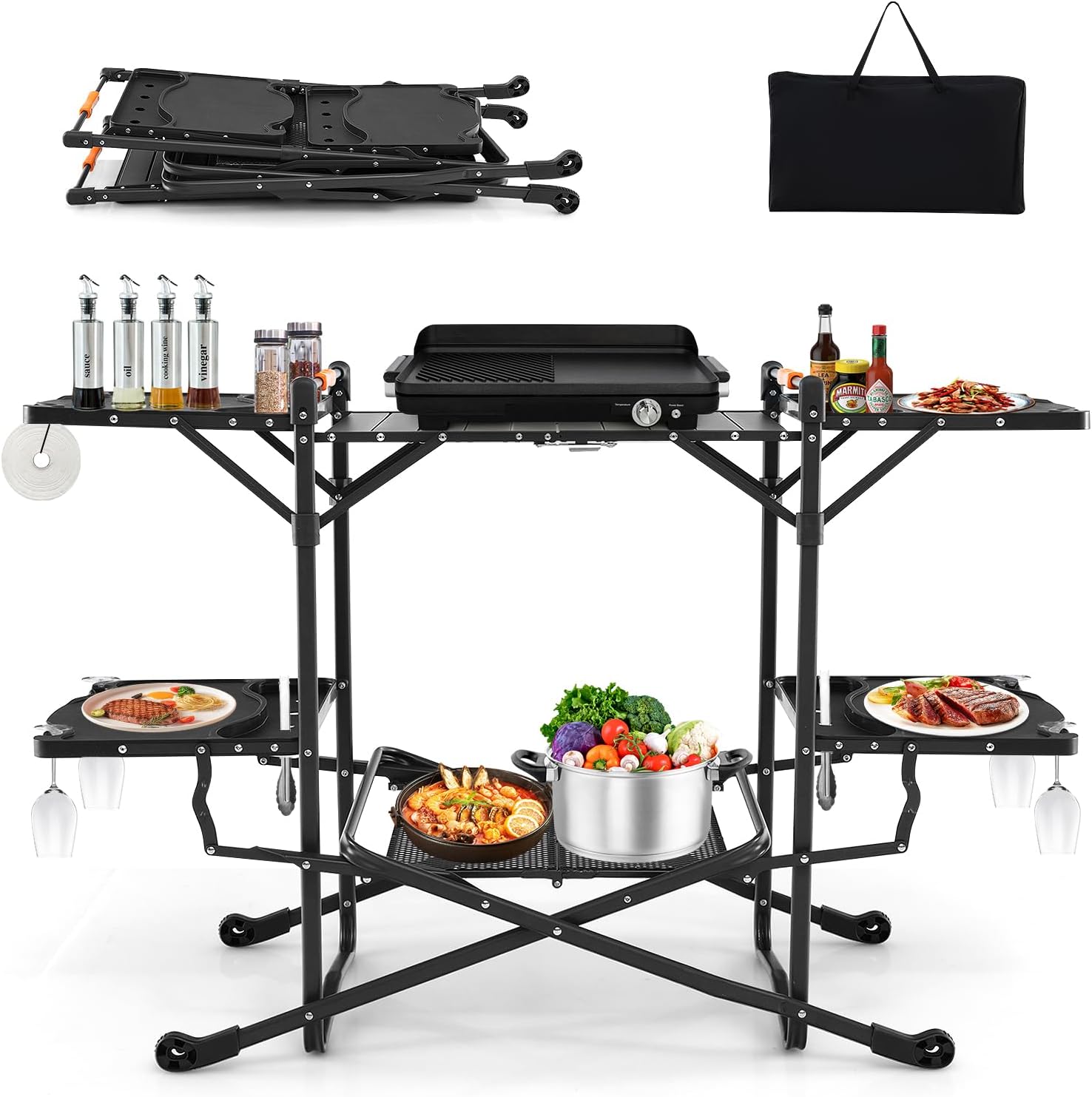 Mesa de Cozinha Portátil Dobrá - Outdoor Camping Kitchen Setup avaliação e preço