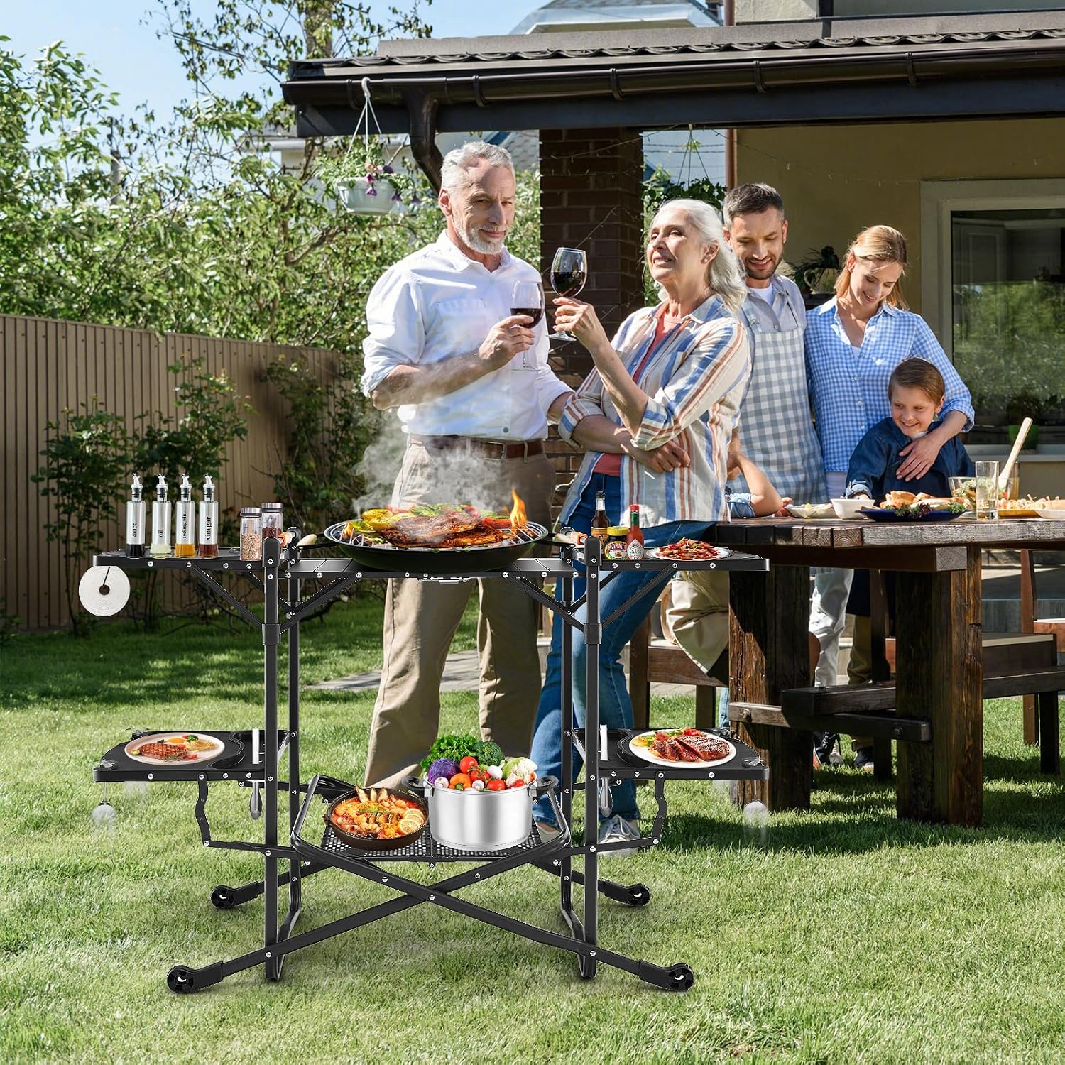 Mesa de Cozinha Portátil Dobrá - Outdoor Camping Kitchen Setup avaliação e preço