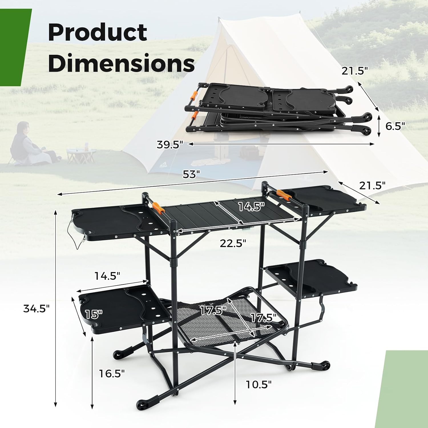 Mesa de Cozinha Portátil Dobrá - Outdoor Camping Kitchen Setup avaliação e preço
