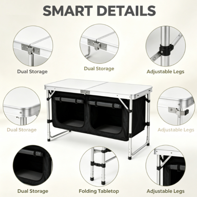 Mesa de Camping Dobrável em Al - Outdoor Camping Kitchen Setup avaliação e preço