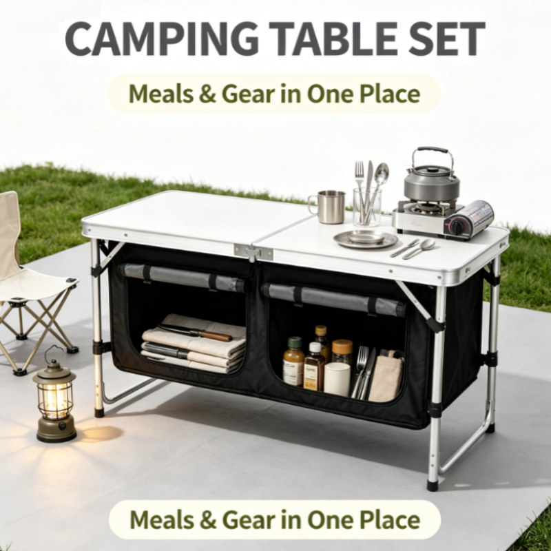 Mesa de Camping Dobrável em Al - Outdoor Camping Kitchen Setup avaliação e preço