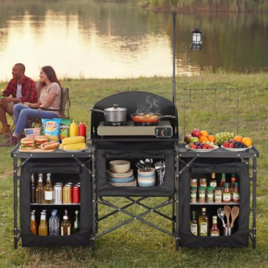 Mesa de Camping Dobrável, Mesa - Outdoor Camping Kitchen Setup avaliação e preço